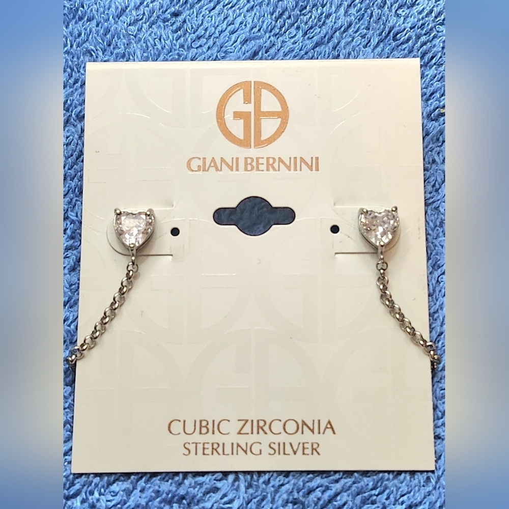 Giani Bernini Silver Heart Cubic Zirconia Earrings DISCOUNTED PRICED TO SALE